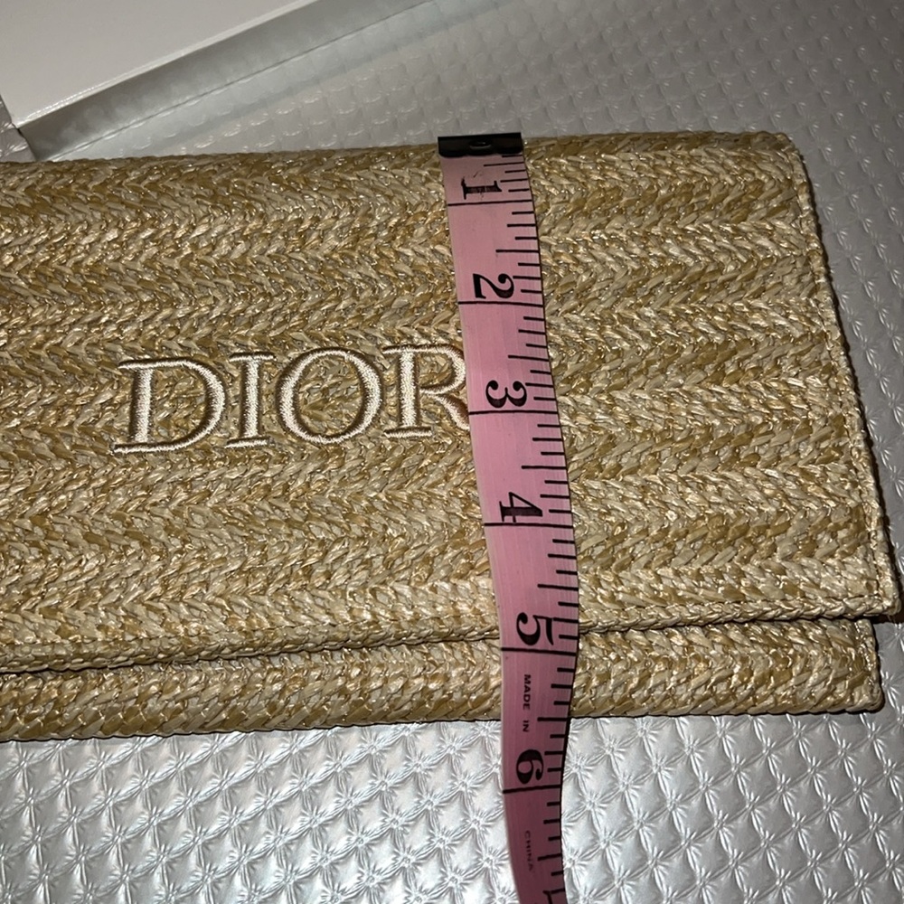 Dior Beige Woven Clutch with Embroidered Logo - Picture 7 of 7